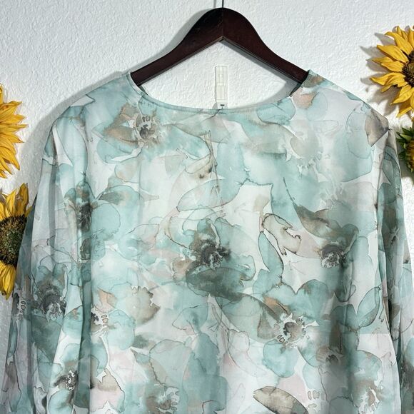 Calvin Klein Water Color Floral Lightweight Blouse Plus Size 2X Women’s - Picture 5 of 9